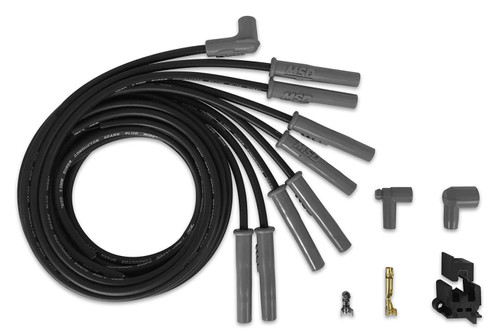 Spark Plug Wire Set - Super Conductor - Spiral Core - 8.5 mm - Black - Straight Plug Boots - HEI Style Terminal - Cut-To-Fit - V8 - Kit