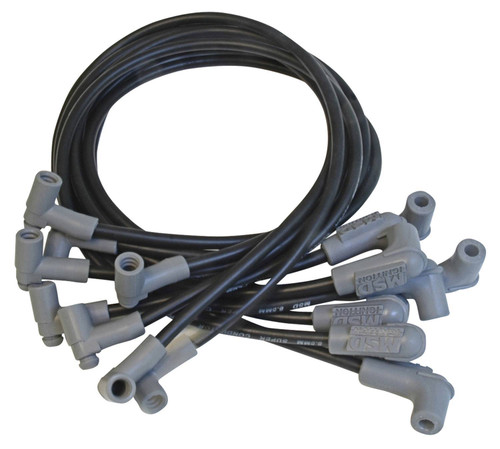 Spark Plug Wire Set - Super Conductor - Spiral Core - 8.5 mm - Black - 90 Degree Plug Boots - HEI Style Terminal - Big Block Chevy - Kit