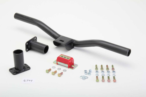 Transmission Crossmember - Bolt-On - 3 in Drop - 26 in to 36 in Frame Rail Width - Polyurethane Pad - Steel - Black Paint - Each