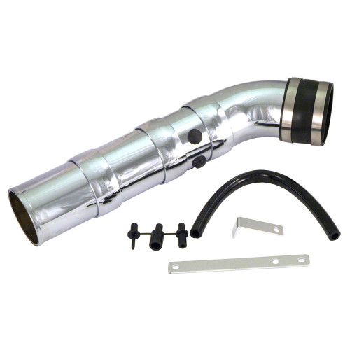 Air Intake Pipe - 3 in Diameter - 17 in Long - Adapters / Hardware Included - Plastic - Chrome - Universal - Kit