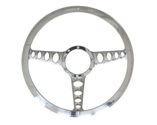 Steering Wheel - Outlaw - 15-1/2 in Diameter - 2 in Dish - 3-Spoke - Milled Finger Notches - Billet Aluminum - Polished - Each