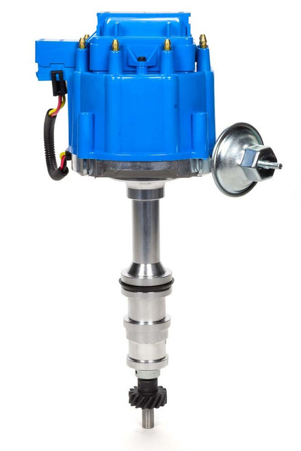 Distributor - Ready-To-Run - Magnetic Pickup - Vacuum Advance - HEI Style Terminal - Blue - Ford FE-Series - Each