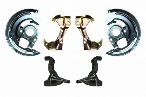 Spindle - Stock Pin Height - Driver / Passenger Side - Backing Plates / Caliper Brackets - Iron - Natural - GM A-Body / F-Body / X-Body 1964-72 - Kit