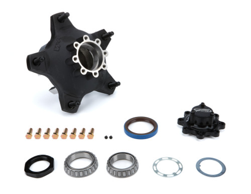 Wheel Hub - Rear - Wide 5 - Bearings / Seal / Wheel Studs Included - Aluminum - Black Thermal Coated - Each