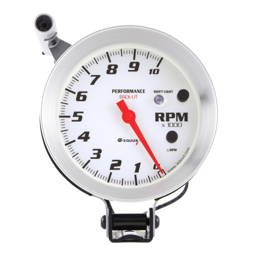 Tachometer - 8000 Series - 10000 RPM - Electric - Analog - 5 in Diameter - Pedestal Mount - Shift Light - White Face - Each
