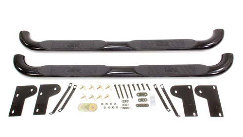 Step Bars - Platinum - Oval - 4 in OD - Mount Kit Included - Steel - Black Powder Coat - Crew Cab - Dodge Ram Fullsize Truck 2002-09 - Pair