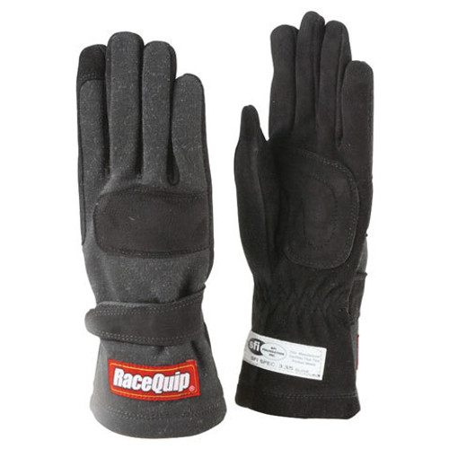 Driving Gloves - 355 Series - SFI 3.3/5 - Double Layer - Nomex / Suede - Black / Black - Medium - Pair
