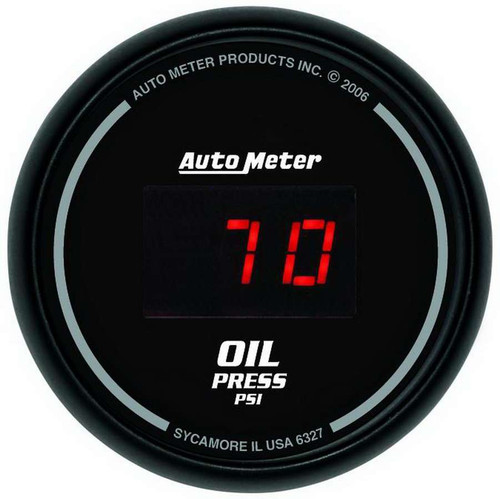 Oil Pressure Gauge - Sport-Comp - 5-100 psi - Electric - Digital - 2-1/16 in Diameter - Black Face - Each