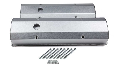 Valve Cover - Tall - Breather Hole - Hardware Included - Aluminum - Silver Anodized - Small Block Chevy - Pair