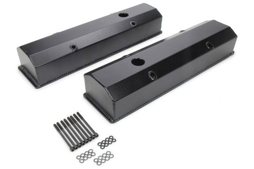 Valve Cover - Tall - Breather Hole - Hardware Included - Aluminum - Black Anodized - Small Block Chevy - Pair