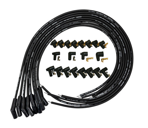 Spark Plug Wire Set - Ultra 40 - Spiral Core - 8.65 mm - Black - 135 Degree Plug Boots - HEI / Socket Style - Cut-To-Fit - V8 - Kit