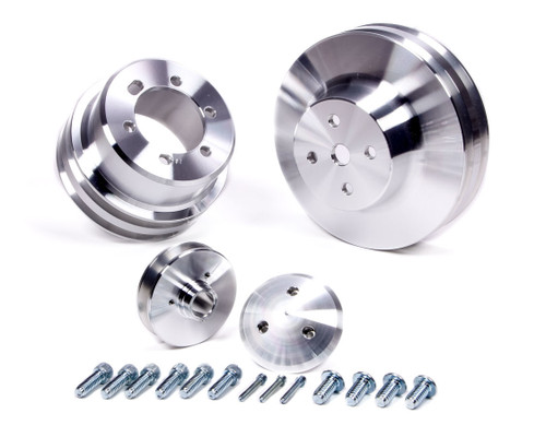 Pulley Kit - Performance Ratio - 2 Groove V-Belt - Aluminum - Clear Powder Coat - Mopar B / RB-Series / 426 Hemi - Kit