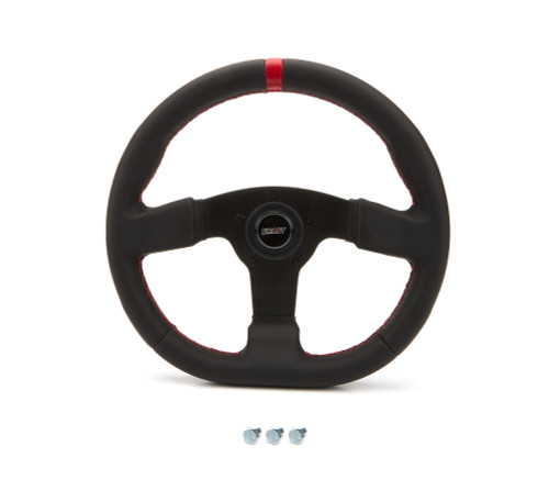 Steering Wheel - Performance Flat Bottom - 13 x 12-1/4 in Diameter - D-Shaped - 1 in Dish - 3-Spoke - Black Vinyl Grip - Aluminum - Black Anodized - Each