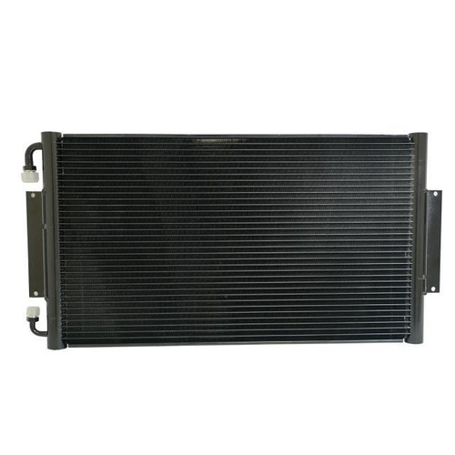 Air Conditioning Condenser - SuperFlow - Horizontal - 14 x 25 x 1 in - 6 AN / 8 AN Male O-Ring Fittings - Brackets - Aluminum - Black Paint - Each