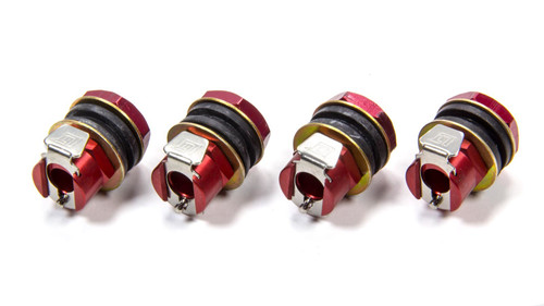 Tire Pressure Relief Valve - 5/8 in Wheel Hole - Aluminum - Red Anodized - Schrader / Tire Pressure Relief Valves - Set of 4