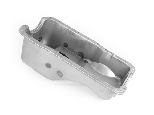 Engine Oil Pan - Stock Replacement - Front Sump - 5 qt - Stock Depth - Steel - Cadmium - Small Block Ford - Each Engine Oil Pan - Stock Replacement - Front Sump - 5 qt - Stock Depth - Steel - Cadmium - Small Block Ford - Each