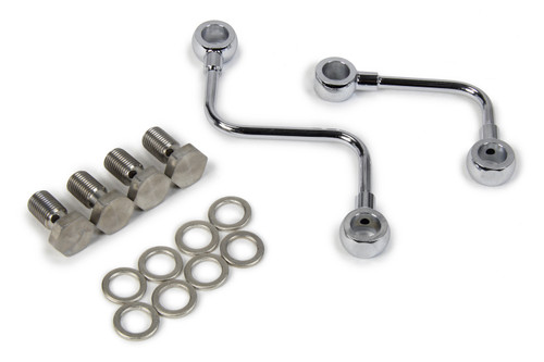 Brake Line Kit - Pre-Bent - 3/8-24 in Banjo - Stainless - Polished - Baer Remaster Master Cylinder - Kit