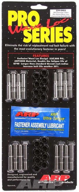 Connecting Rod Bolt Kit - Pro Series - Wave-Loc - 3/8 in Bolt - ARP2000 - Large Journal - Small Block Chevy - Set of 16