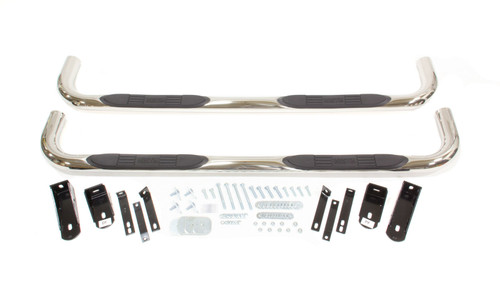 Step Bars - E-Series - 3 in OD Bent - Mount Kit Included - Stainless - Polished - Crew Cab - Dodge Ram Fullsize Truck 2002-09 - Pair