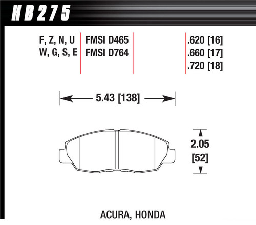 Brake Pads - HPS Compound - High Torque - Front - Acura / Honda 1990-2014 - Set of 4