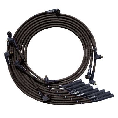 Spark Plug Wire Set - Ultra - Spiral Core - 8 mm - Sleeved - Black - Straight Plug Boots - Socket Style - Mopar B / RB-Series - Kit