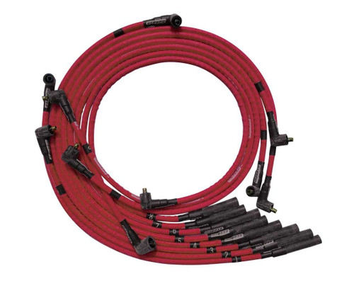 Spark Plug Wire Set - Ultra - Spiral Core - 8 mm - Sleeved - Red - Straight Plug Boots - Socket Style - Mopar B / RB-Series - Kit