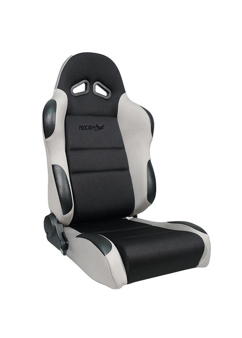 Seat - Sportsman Suspension 1606 Series - Driver Side - Sliders - Reclining - Side Bolsters - Harness Openings - Velour - Black / Gray - Each