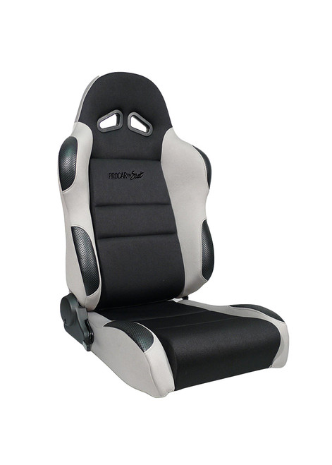 Seat - Sportsman Suspension 1606 Series - Driver Side - Sliders - Reclining - Side Bolsters - Harness Openings - Velour - Black / Gray - Each Seat - Sportsman Suspension 1606 Series - Driver Side - Sliders - Reclining - Side Bolsters - Harness Openings - Velour - Black / Gray - Each