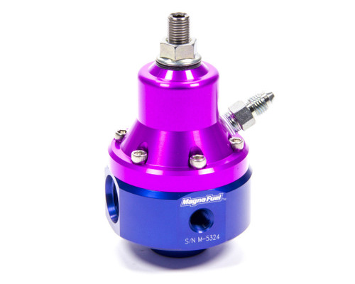 Fuel Pressure Regulator - ProStar EFI Boost - 35 to 85 psi - In-Line - 8 AN O-Ring Inlets - 8 AN O-Ring Outlet - 8 AN O-Ring Return - Bypass - 1/8 in NPT - Aluminum - Purple Anodized - E85 / Gas / Methanol - Each Fuel Pressure Regulator - ProStar EFI Boost - 35 to 85 psi - In-Line - 8 AN O-Ring Inlets - 8 AN O-Ring Outlet - 8 AN O-Ring Return - Bypass - 1/8 in NPT - Aluminum - Purple Anodized - E85 / Gas / Methanol - Each