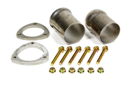 Collector Reducer - 3 in Inlet to 3 in OD Outlet - 3-Bolt Ball and Socket Flange - Hardware Included - Stainless - Pair