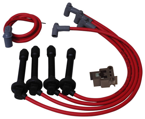 Spark Plug Wire Set - Super Conductor - Spiral Core - 8.5 mm - Red - Factory Style Boots / Terminals - Honda B-Series - Kit