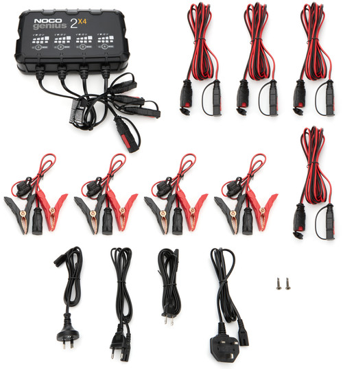 Battery Charger - Genius - AGM / Lithium-ion - 12V - 8 amps - Indicator lights - 4-Bank - Quick Connect Harness - Each