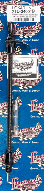 Transmission Dipstick - Hi-Tech - Transmission Mount - Flexible - Braided Stainless - Aluminum - Black Anodized - TH400 - Each