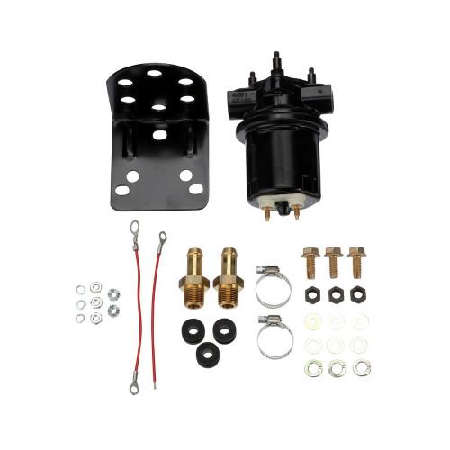 Fuel Pump - Electric - In-Line - 50 gph - 9.5 psi - 1/2 in Hose Barb Inlet / Outlet Fitting - Mounting Bracket / Hardware - Gas - Each
