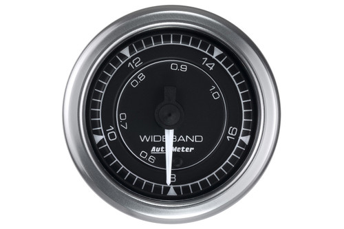 Air-Fuel Ratio Gauge - Chrono Series - Wideband - 8:1-18:1 AFR - Electric - Analog - Full Sweep - 2-1/16 in Diameter - Black Face - Each