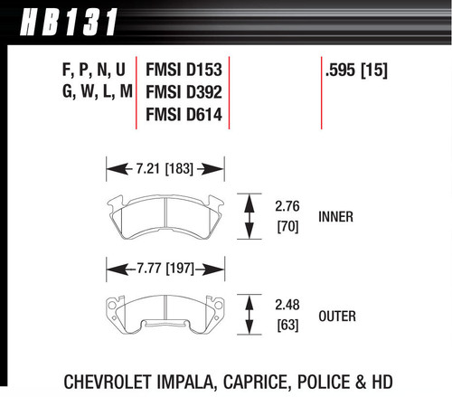 Brake Pads - Black Compound - Low-Intermediate Torque - Low Temperature - GM Fullsize Magnum Caliper - Set of 4