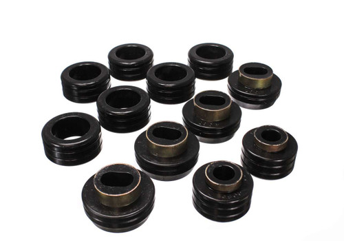 Body Mount Bushing - Hyper-Flex - Polyurethane / Steel - Black / Cadmium - GM Compact Truck 1982-2003 - Kit
