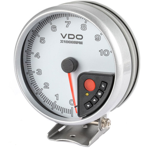 Tachometer - PRT Performance - 10000 RPM - Analog - 5 in Diameter - Pedestal Mount - Shift Light - Plastic - White Face - Each