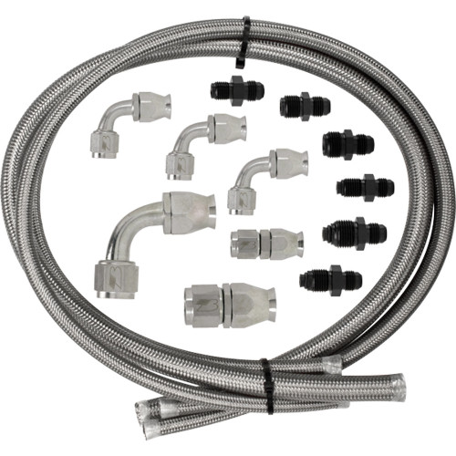 Power Steering Hose Kit - 6 AN / 10 AN Fittings - Braided Stainless - GM Steering Box - Ford Type Rack - GM Type ll Pump - Kit