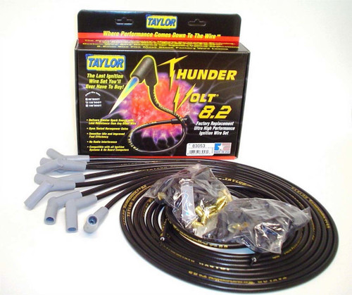Spark Plug Wire Set - ThunderVolt - Spiral Core - 8.2 mm - Black - 135 Degree Plug Boots - HEI / Socket Style - Cut-To-Fit - V8 - Kit