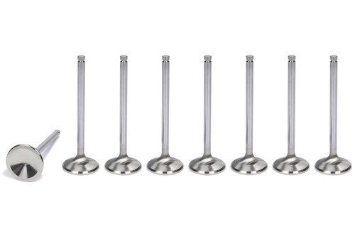 Exhaust Valve - Race Series - 1.654 in Head - 0.312 in Valve Stem - 5.100 in Long - Stainless - Mopar Gen III Hemi - Set of 8