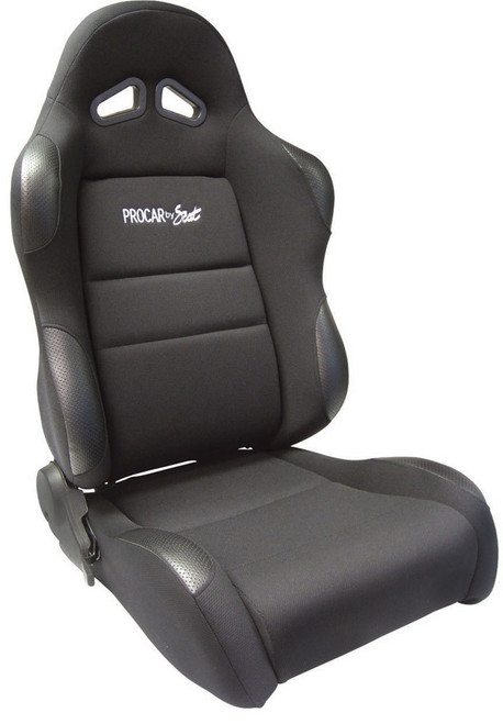 Seat - Sportsman 1605 Series - Passenger Side - Sliders - Reclining - Side Bolsters - Harness Openings - Vinyl / Velour - Black / Black - Each