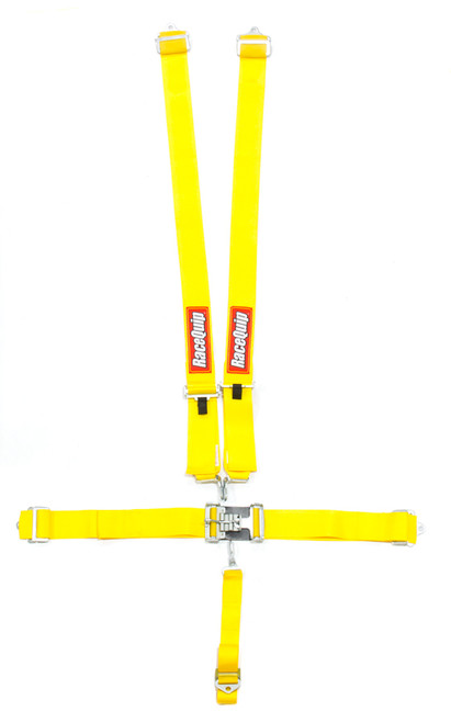 Harness - 5 Point - Latch and Link - SFI 16.1 - Pull Down Adjust - Bolt-On / Wrap Around - Individual Harness - Yellow - Kit