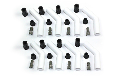 Boot / Terminal Kit - Spark Plug - 8 mm - Ceramic - White - 45 Degree - Set of 8