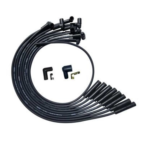 Spark Plug Wire Set - Ultra - Spiral Core - 8 mm - Sleeved - Black - Straight Plug Boots - HEI Style Terminal - Over The Valve Cover - Big Block Chevy - Kit Spark Plug Wire Set - Ultra - Spiral Core - 8 mm - Sleeved - Black - Straight Plug Boots - HEI Style Terminal - Over The Valve Cover - Big Block Chevy - Kit