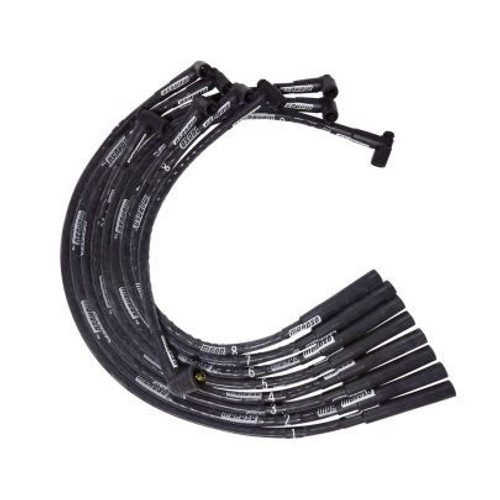 Spark Plug Wire Set - Ultra - Spiral Core - 8 mm - Sleeved - Black - Straight Plug Boots - HEI Style Terminal - Small Block Mopar - Kit Spark Plug Wire Set - Ultra - Spiral Core - 8 mm - Sleeved - Black - Straight Plug Boots - HEI Style Terminal - Small Block Mopar - Kit