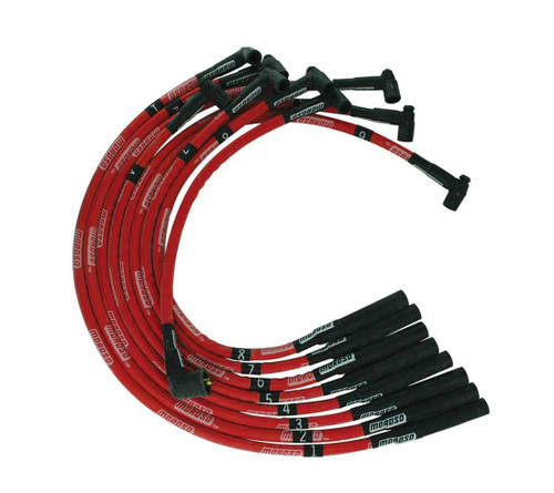 Spark Plug Wire Set - Ultra - Spiral Core - 8 mm - Sleeved - Red - Straight Plug Boots - HEI Style Terminal - Small Block Mopar - Kit