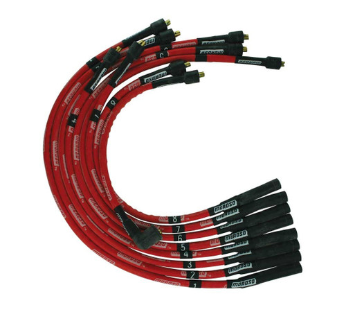 Spark Plug Wire Set - Ultra - Spiral Core - 8 mm - Sleeved - Red - Straight Plug Boots - Socket Style - Small Block Mopar - Kit