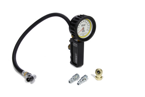 Tire Inflator and Gauge - Professional Quick Fill - 0-60 psi - Air Line / Fittings - Analog - Glow in the Dark - 2-1/2 in Diameter - Each