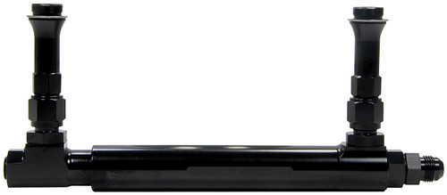 Fuel Log - Adjustable - 8 AN Male Inlet - Dual 7/8-20 in Male Outlet - 3/8 in NPT Port - Aluminum - Black Anodized - Carburetors - Each